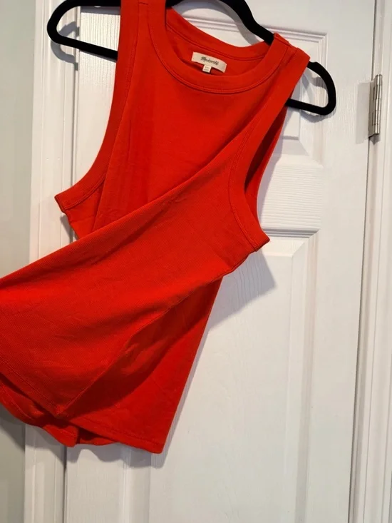 NWOT Madewell Size XXL Red Orange Ribbed Supima Cotton Racerback Tank Top - Picture 7 of 10